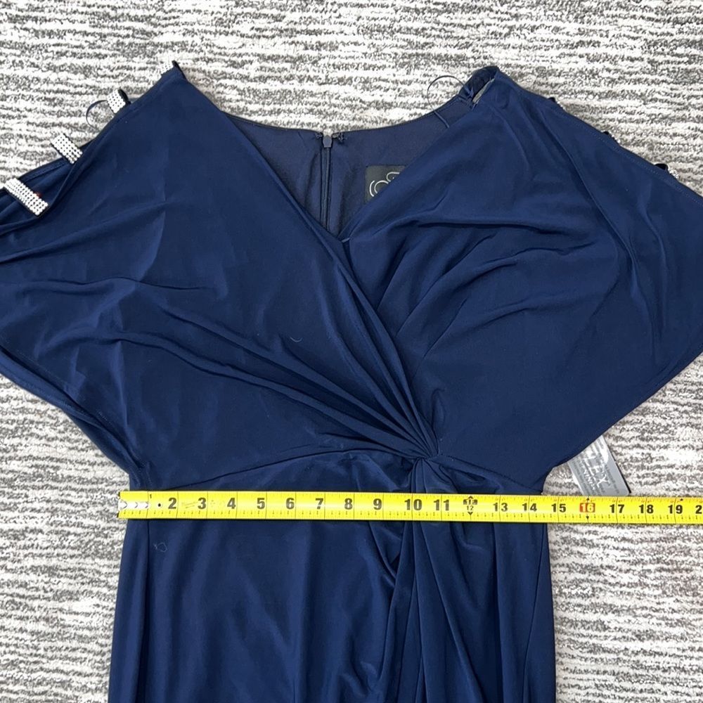 Alex Evenings Embellished Sleeve Knot Front Gown Navy Size 8 - Picture 9 of 12